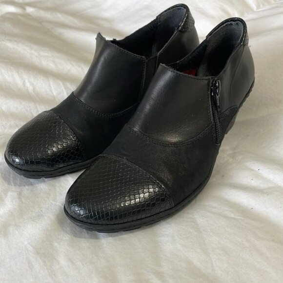 RIEKER 57173 -00 Leather Combi SnakeskinToe Cap Slip on Heeled Size 38 - Picture 1 of 8